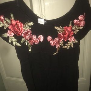 Fashion Nova black floral off the shoulder romper